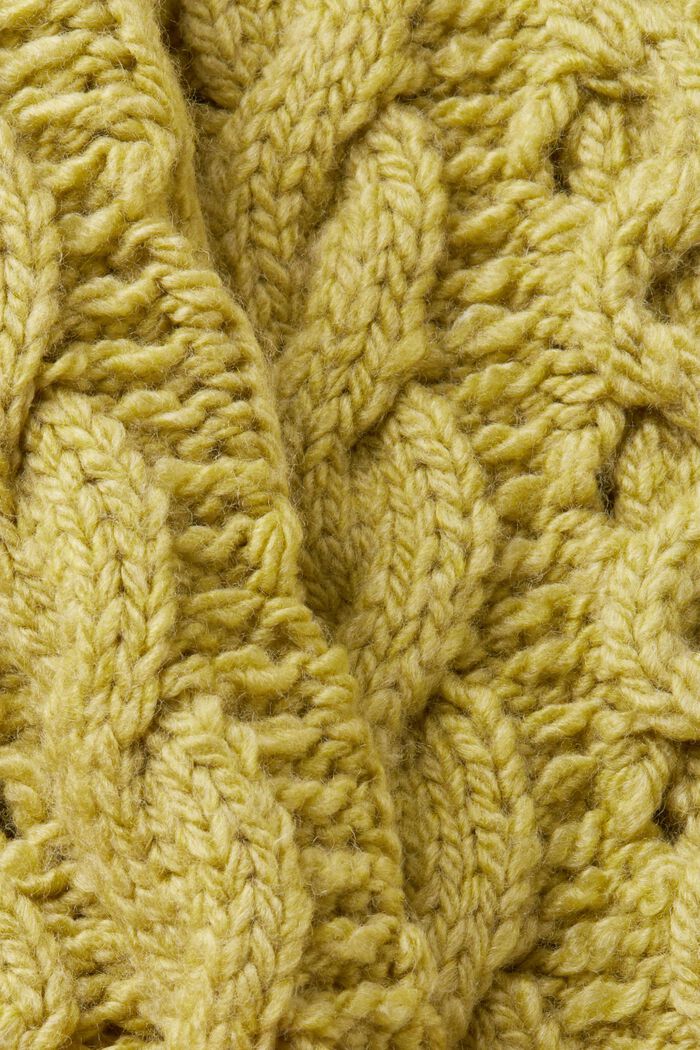 Sweter z mieszanki z wełną z warkoczowym wzorem, PISTACHIO GREEN, detail image number 5