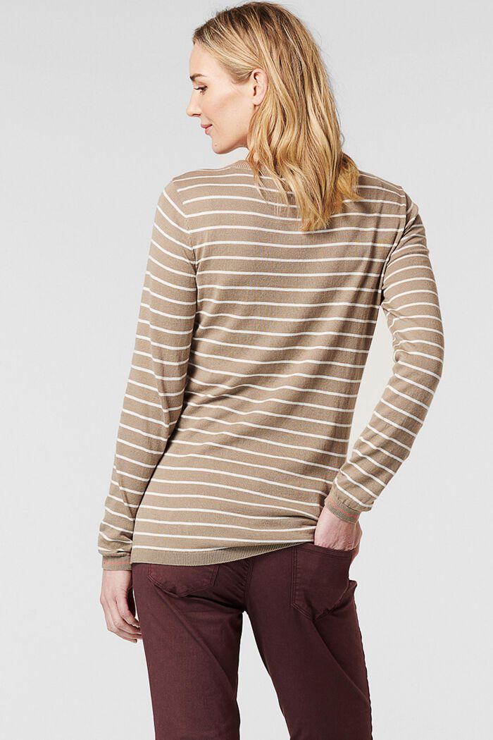 Sweter w paski, 100% bawełny ekologicznej, LIGHT TAUPE, detail image number 1