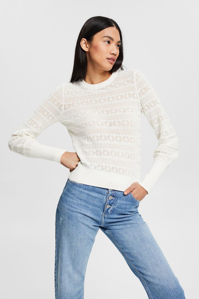 Sweter z ażurowym wzorem, 100% bawełna