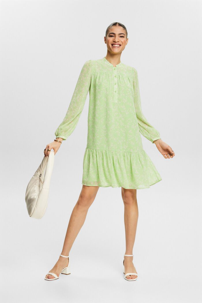 Sukienka mini z szyfonu z nadrukiem, LIGHT GREEN, detail image number 5