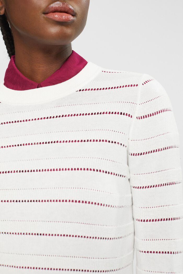 Sweter ze wzorem pointelle, OFF WHITE, detail image number 2