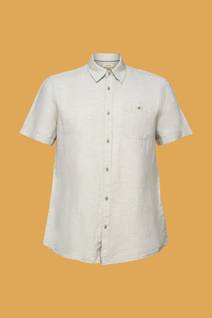 Koszula z krótkim rękawem z mieszanki lnianej w pepitkę, LIGHT KHAKI, detail image number 5