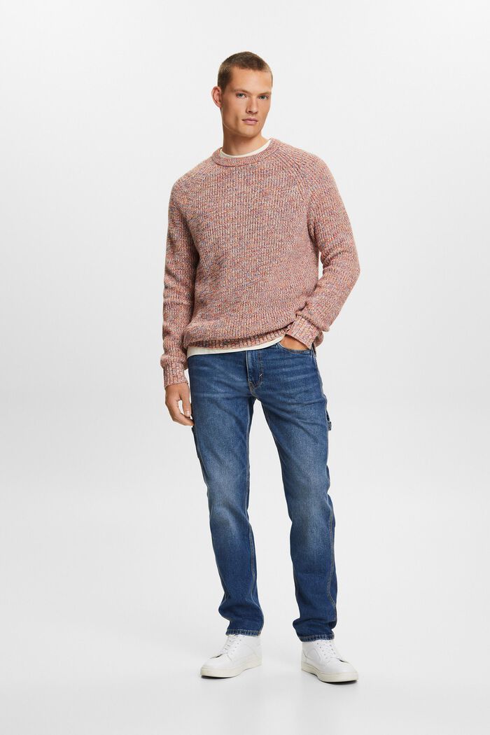 Bawełniany sweter z prążkowanej dzianiny, AMBER YELLOW, detail image number 0