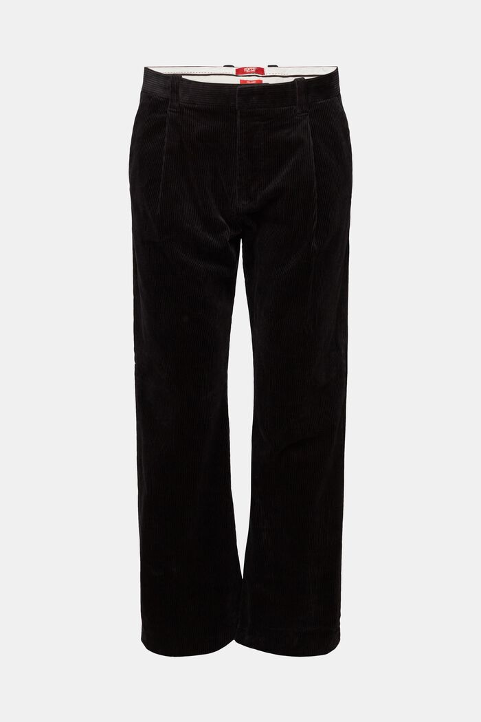 Sztruksowe spodnie z szerokimi nogawkami, BLACK, detail image number 7