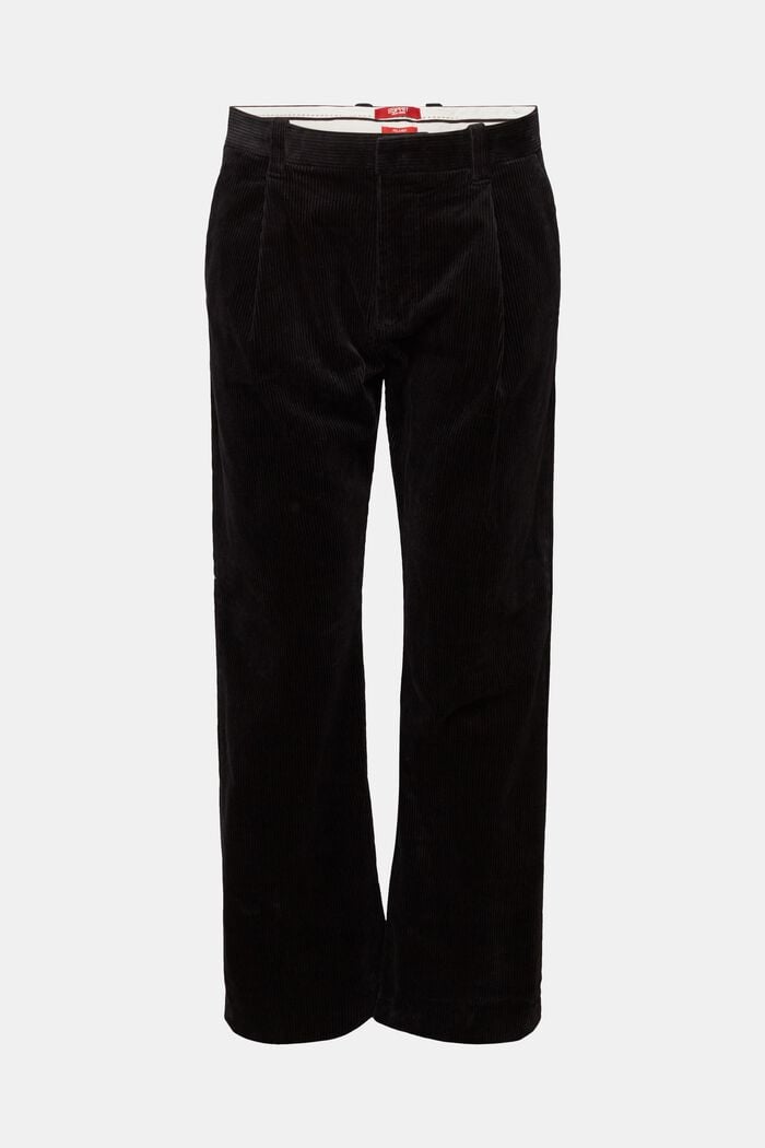Sztruksowe spodnie z szerokimi nogawkami, BLACK, detail image number 7