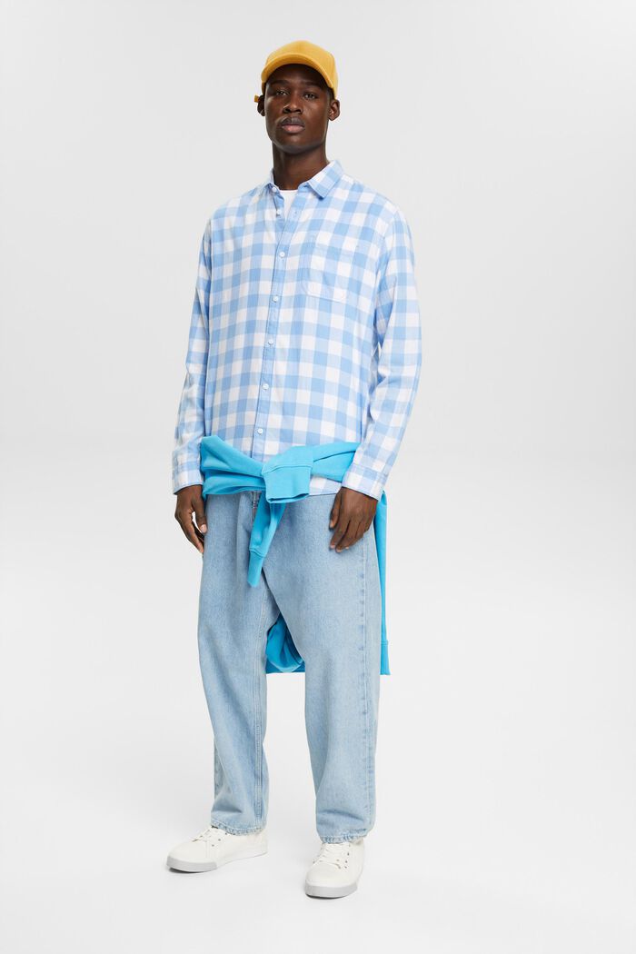 Flanelowa koszula w kratkę vichy ze zrównoważonej bawełny, BRIGHT BLUE, detail image number 6
