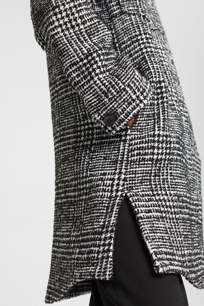Płaszcz w kratę z mieszanki z wełną, BLACK, detail image number 5
