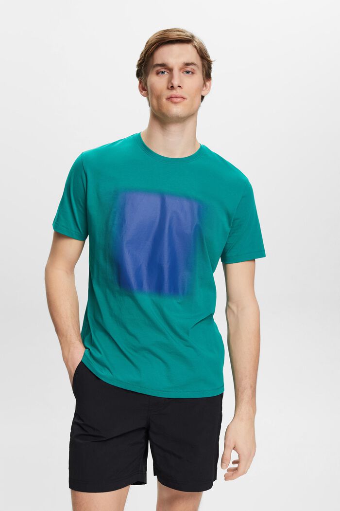 Koszulka bawełniana z nadrukiem, EMERALD GREEN, detail image number 0