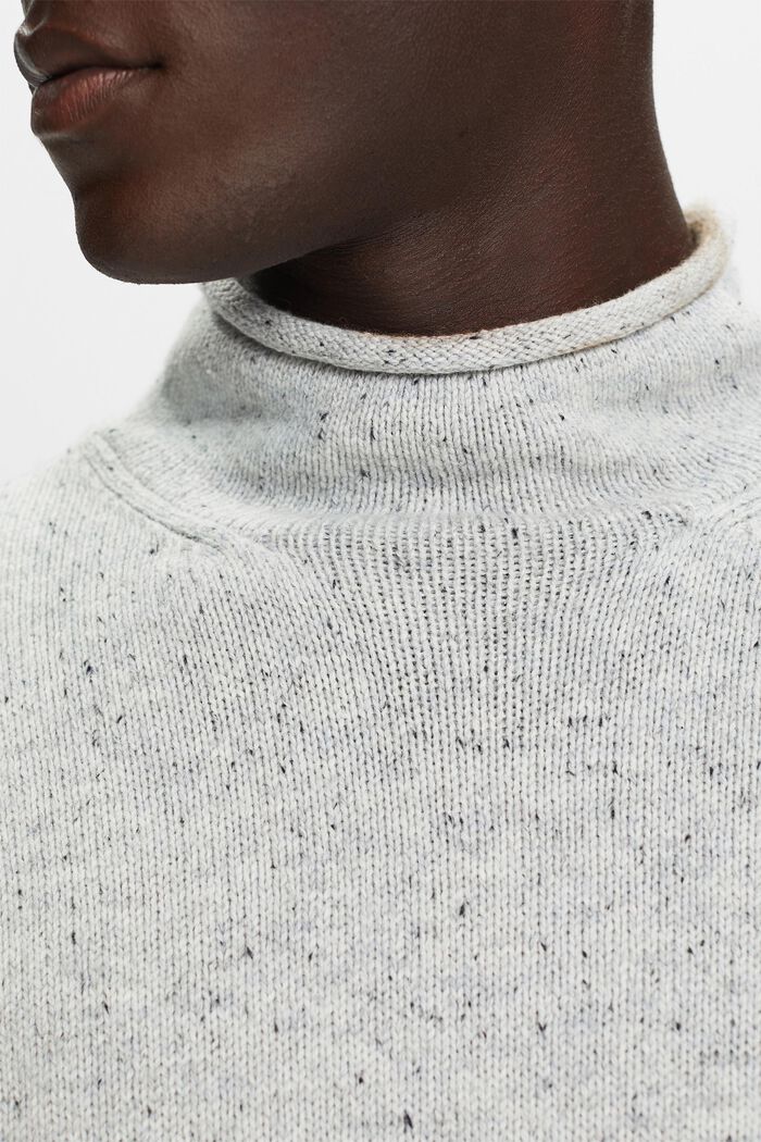 Sweter z półgolfem z mieszanki wełnianej, LIGHT GREY, detail image number 1