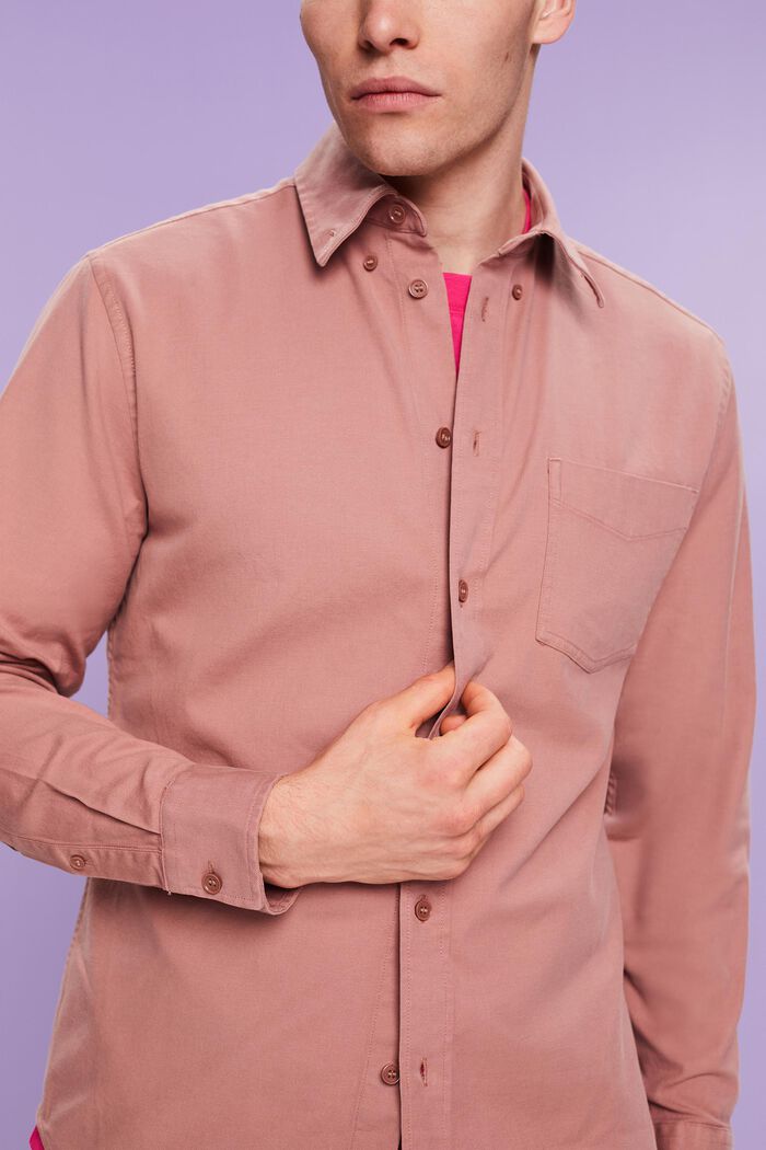 Koszula z diagonalu, fason regular fit, DARK OLD PINK, detail image number 3