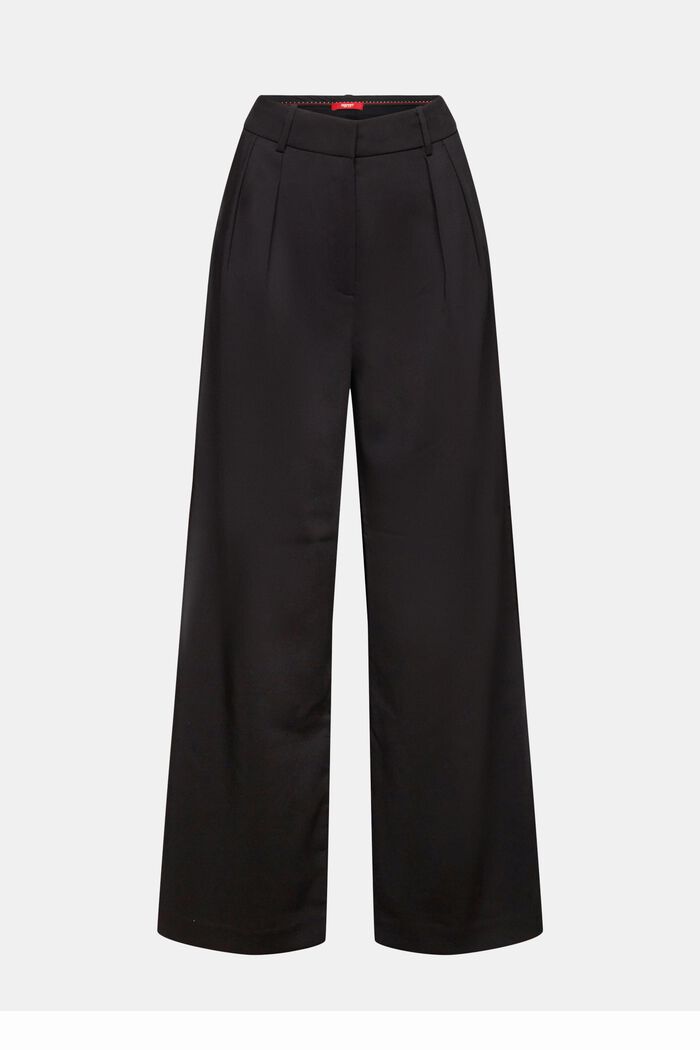 Tkane spodnie z szerokimi nogawkami, BLACK, detail image number 6