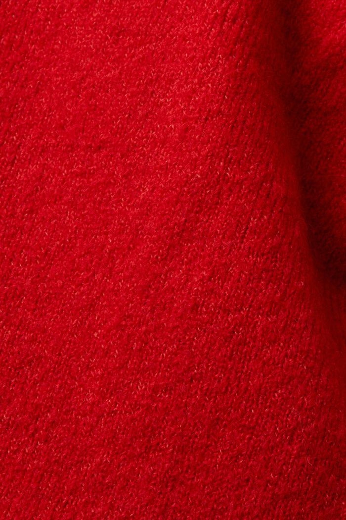 Sweter z dekoltem w serek z mieszanki wełnianej, DARK RED, detail image number 5