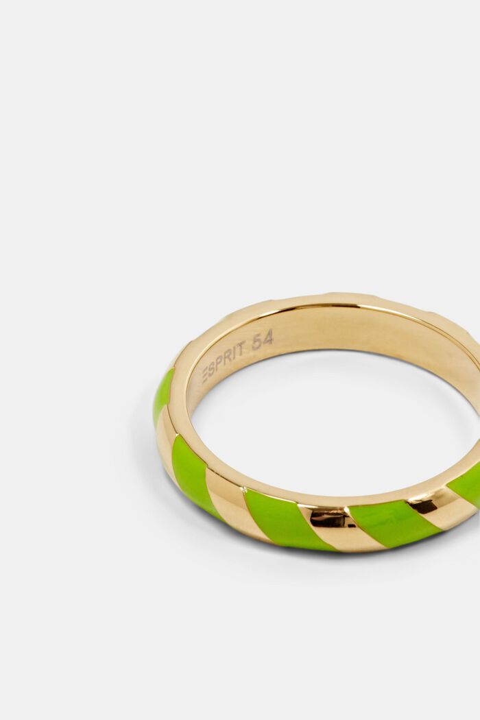 Dwukolorowy pierścionek ze stali szlachetnej, LIGHT GREEN, detail image number 2