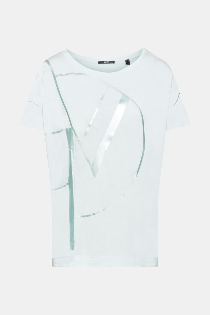 T-shirt z metalicznym nadrukiem, LENZING™ ECOVERO™, LIGHT AQUA GREEN, detail image number 6