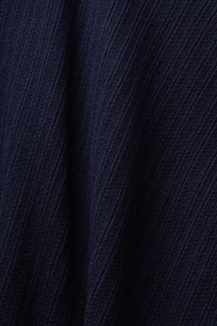 Sweter z kapturem z dzianiny w prążek, NAVY, detail image number 4