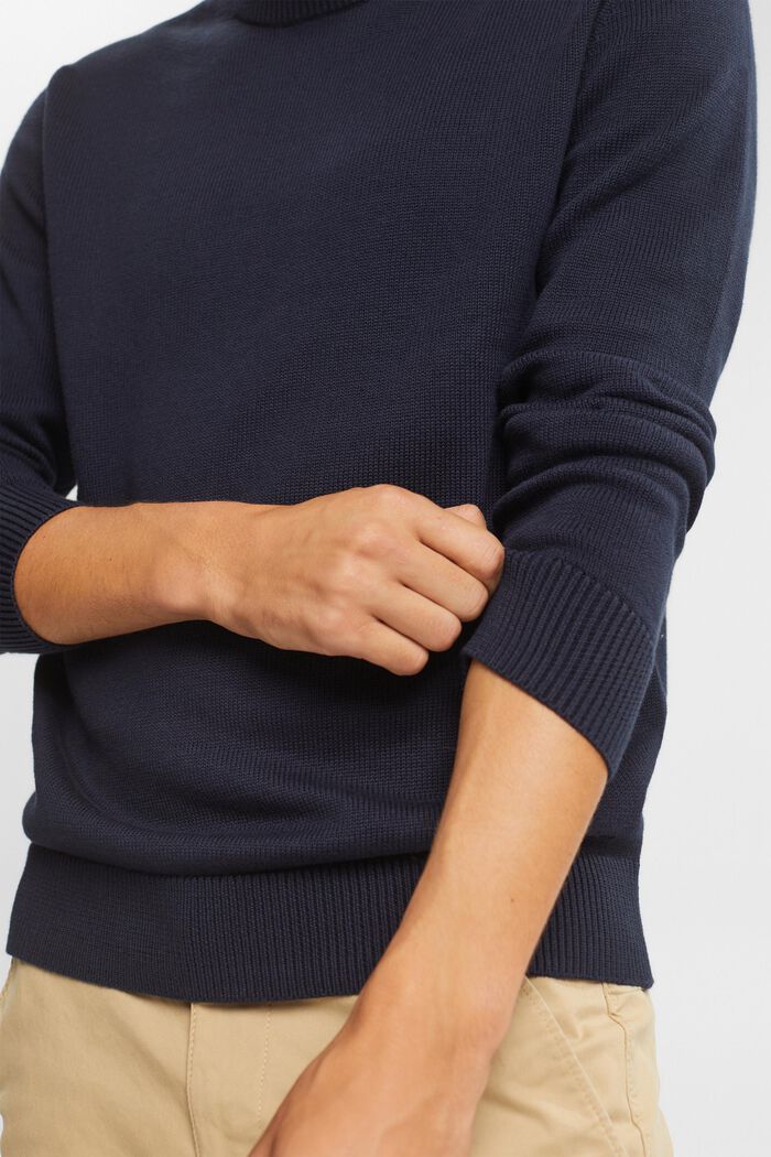 Dzianinowy sweter z ekologicznej bawełny, NAVY, detail image number 0