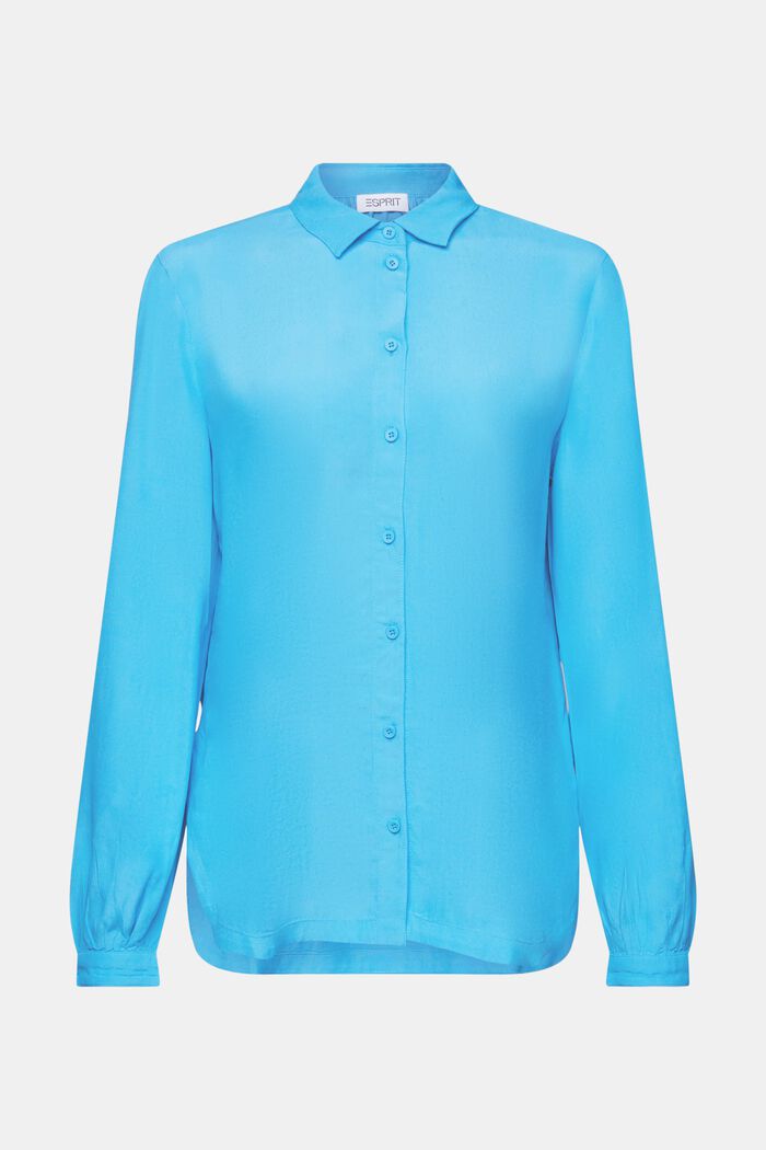Koszulowa bluzka z krepy, BLUE, detail image number 7