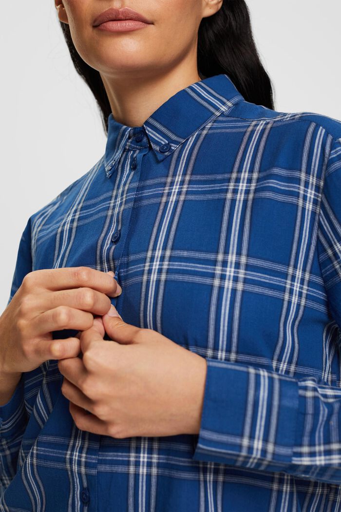 Bluzka koszulowa w kratkę z przypinanym kołnierzykiem, BLUE, detail image number 0