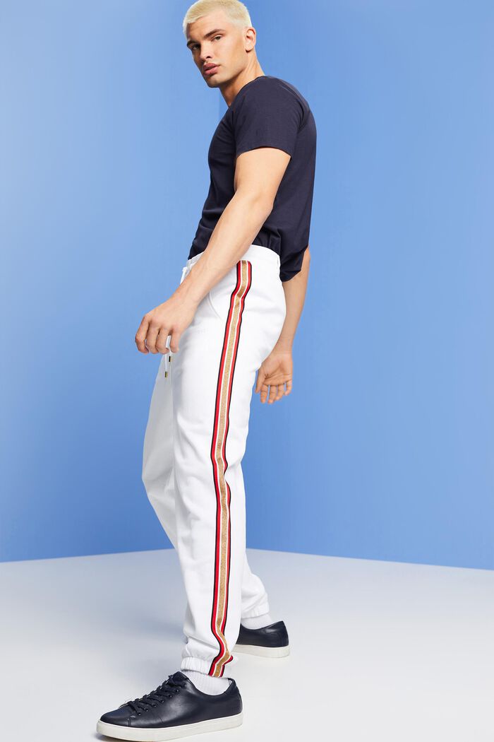 Bawełniane spodnie dresowe w paski, WHITE, detail image number 4