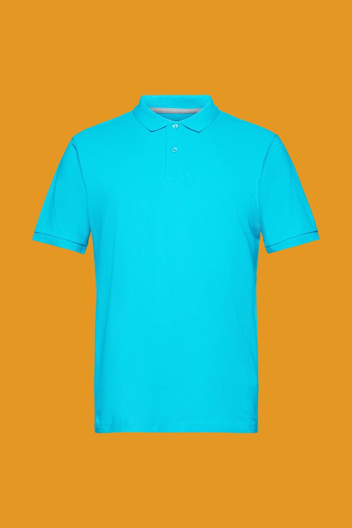 Koszulka polo z piki bawełnianej, slim fit, AQUA GREEN, detail image number 6