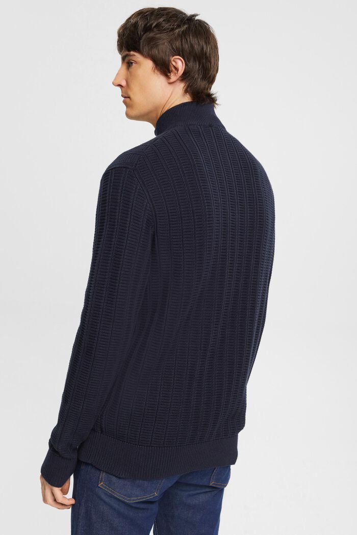 Gruby sweter z zamkiem do połowy długości, NAVY, detail image number 3