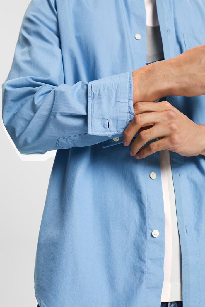 Popelinowa koszula z przypinanym kołnierzykiem, 100% bawełny, LIGHT BLUE, detail image number 4