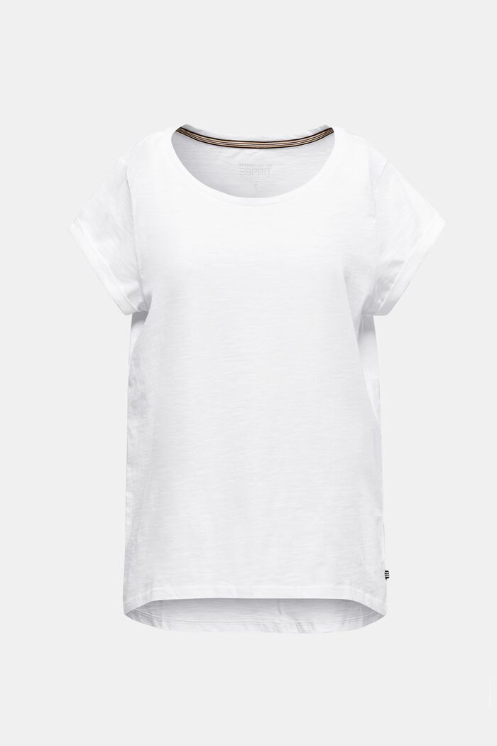 Przewiewna, cieniowana koszulka, 100% bawełny, WHITE, detail image number 0
