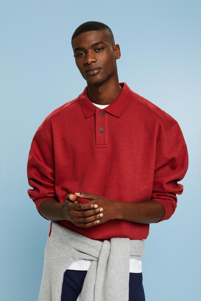 Bluza polo z długim rękawem, DARK RED, detail image number 0
