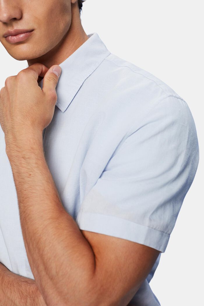 Koszula z krótkim rękawem z mieszanki lnu i bawełny, LIGHT BLUE, detail image number 2