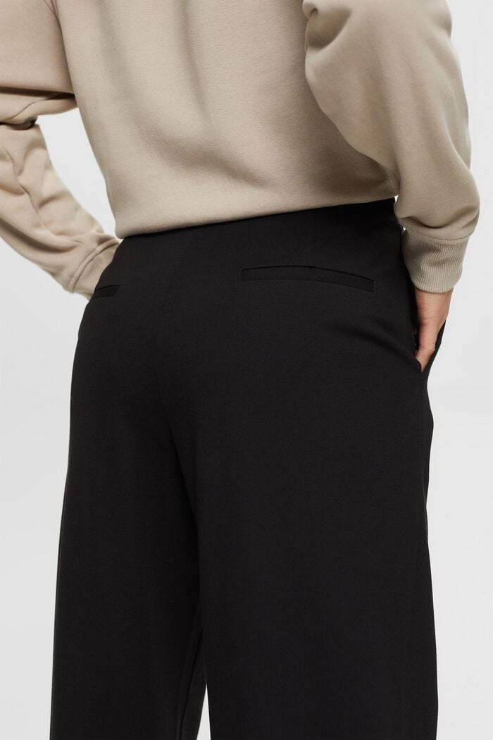 Spodnie ze średnim stanem i szerokimi nogawkami, BLACK, detail image number 4