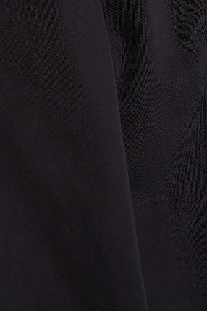 Spodnie z zakładkami i paskiem, bawełna pima, BLACK, detail image number 1