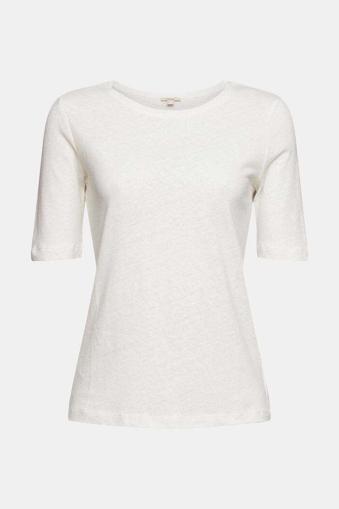Z lnem: jednokolorowy T-shirt, OFF WHITE, overview