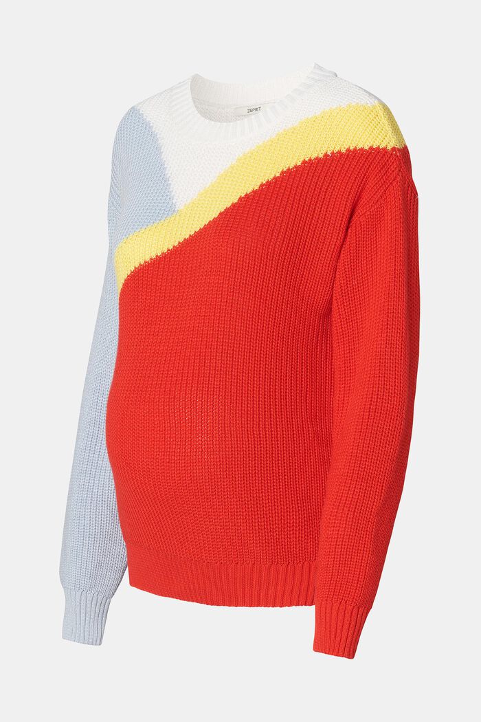 Sweter w szerokie pasy, bawełna organiczna, RED, detail image number 4
