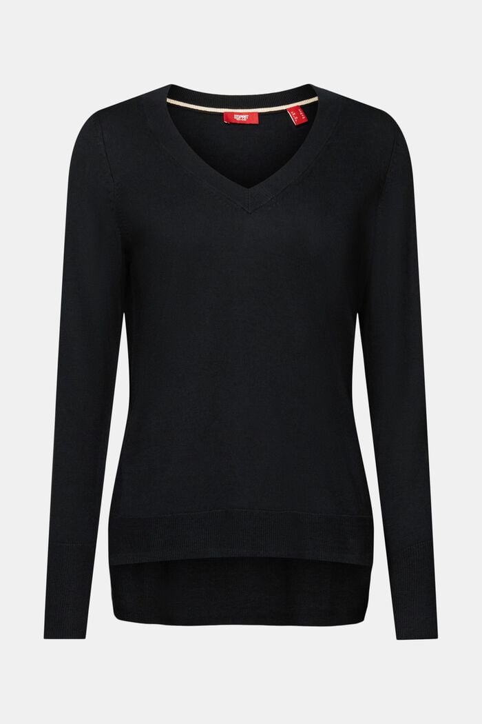 Sweter z dekoltem w serek, BLACK, detail image number 6