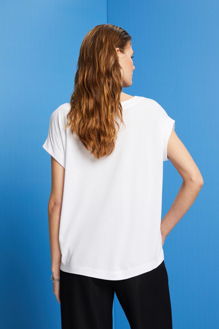 T-shirt z różnych materiałów, LENZING™ ECOVERO™, WHITE, detail image number 3