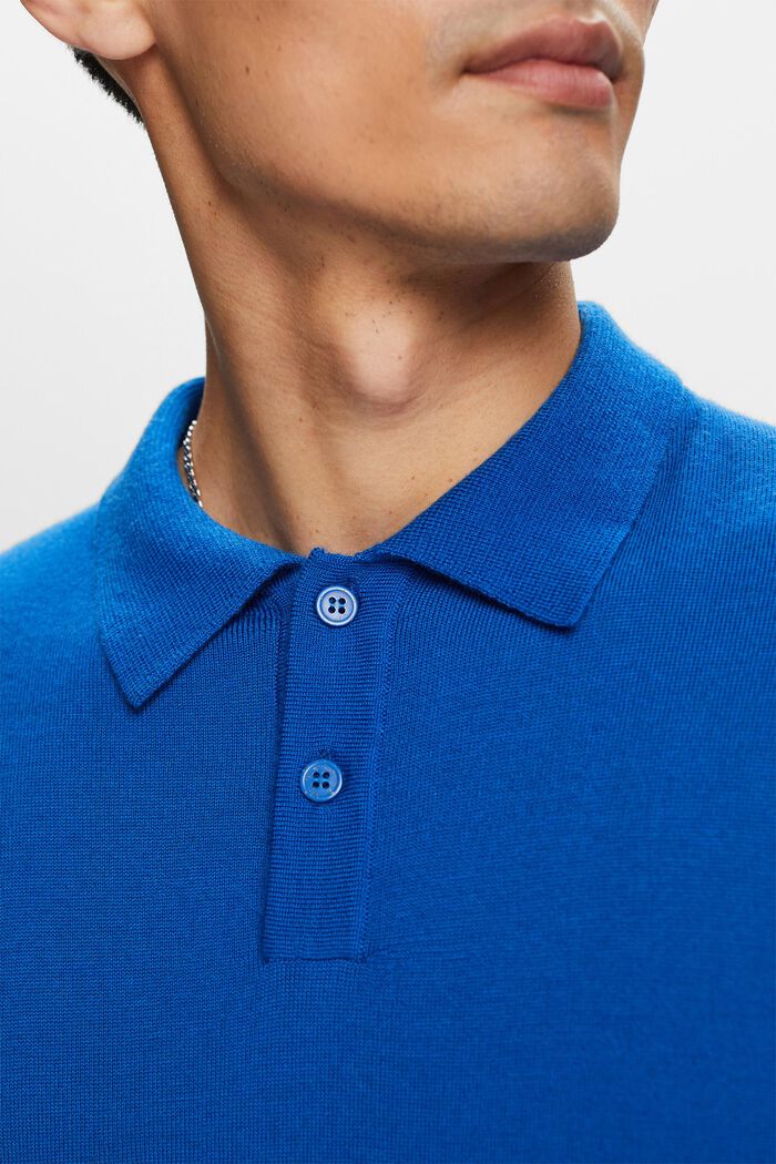 Sweter polo z wełny, BRIGHT BLUE, detail image number 3