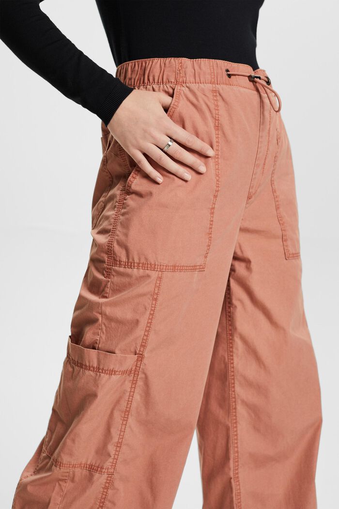 Spodnie bojówki na gumce, 100% bawełny, TERRACOTTA, detail image number 1