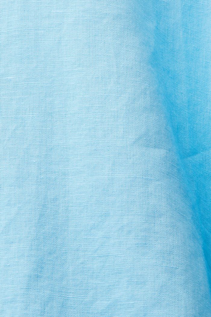 Koszula z bawełny i lnu, LIGHT TURQUOISE, detail image number 5