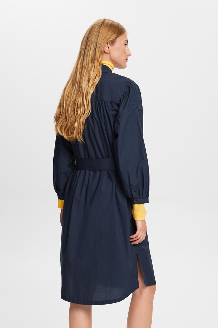 Sukienka koszulowa z wiązanym paskiem, 100% bawełna, PETROL BLUE, detail image number 4