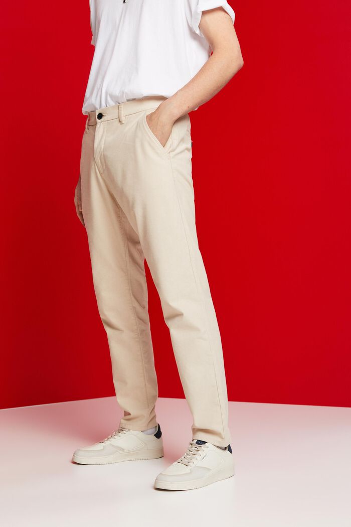 Szczotkowane spodnie chino, BEIGE, detail image number 0