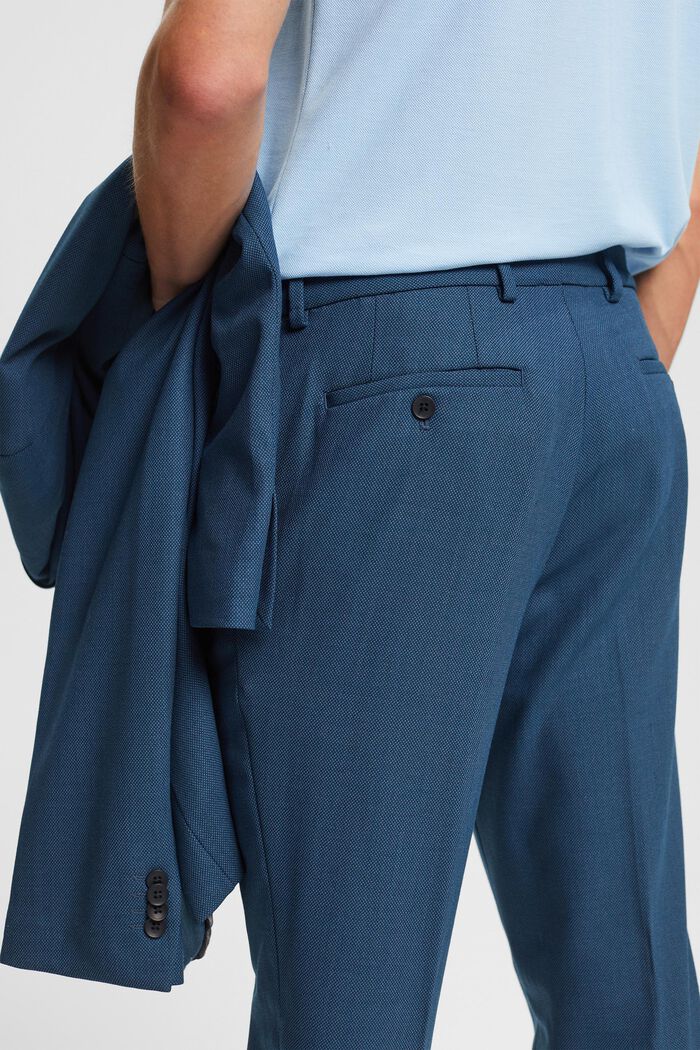 Mix & Match: Spodnie garniturowe z tkaniny w drobny wzór typu ptasie oczko (bird's eye), BLUE, detail image number 2