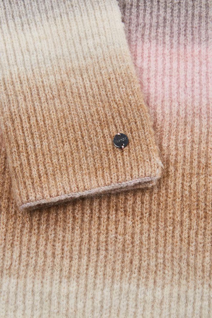 Kolorowy sweter z dzianiny z wełną, LIGHT PINK, detail image number 1