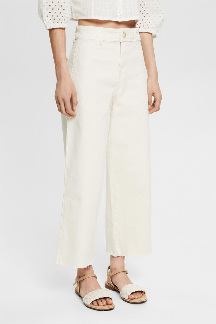 Skrócone spodnie z szerokimi nogawkami, OFF WHITE, detail image number 0