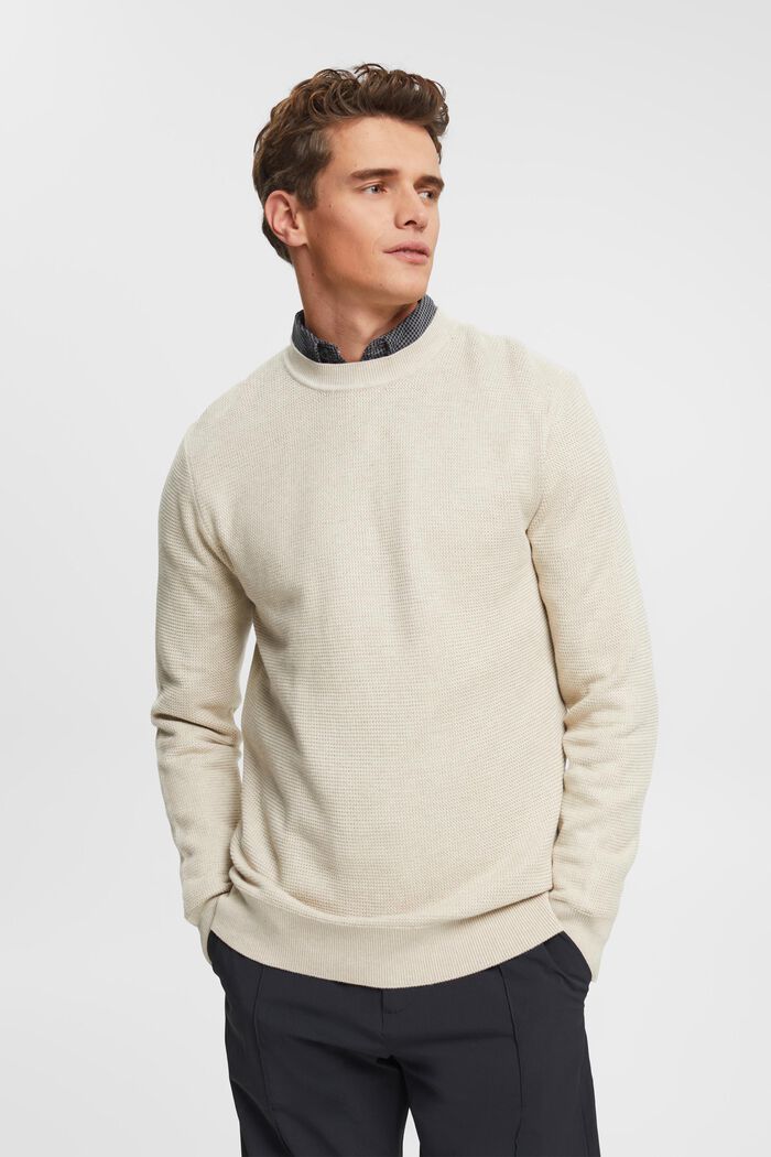 Sweter w paski, LIGHT TAUPE, detail image number 0
