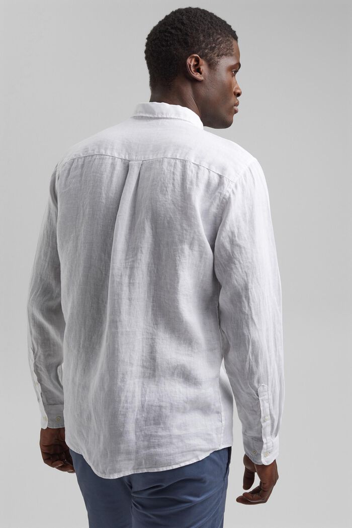 Koszula z przypinanym kołnierzykiem, 100% lnu, WHITE, detail image number 3