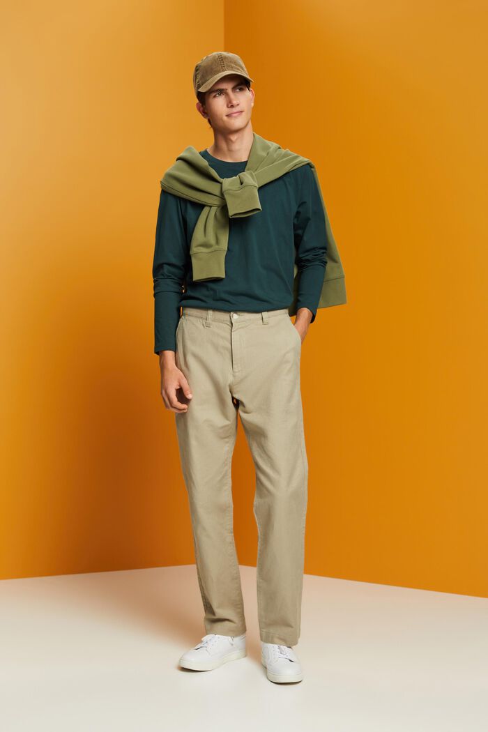 Spodnie z mieszanki bawełny i lnu, LIGHT GREEN, detail image number 6
