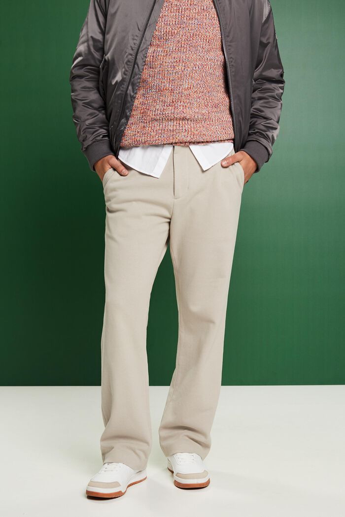 Dzianinowe spodnie z jerseyowej piki, BEIGE, detail image number 0