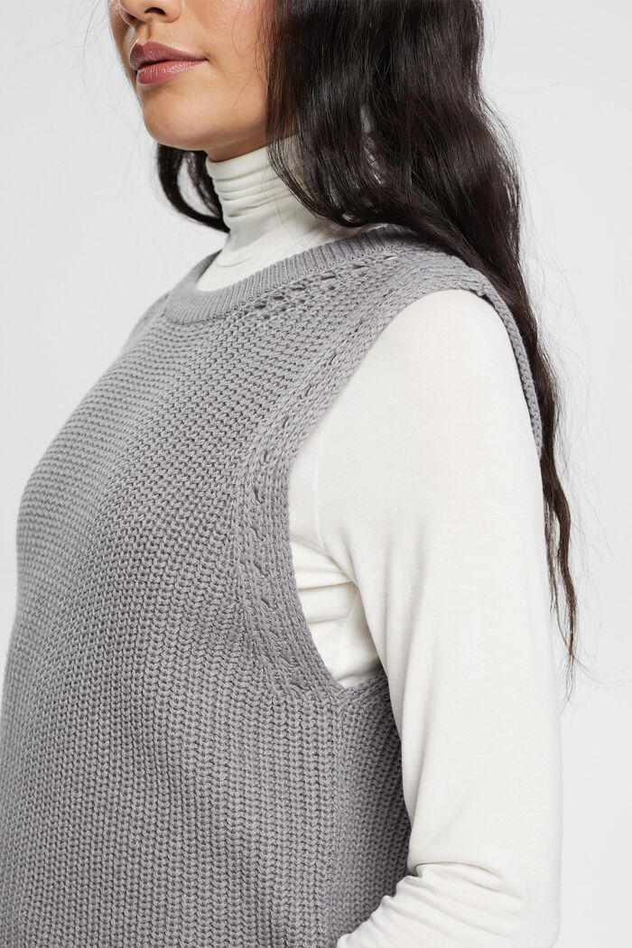 Sweter bez rękawów z dzianiny, MEDIUM GREY, detail image number 0