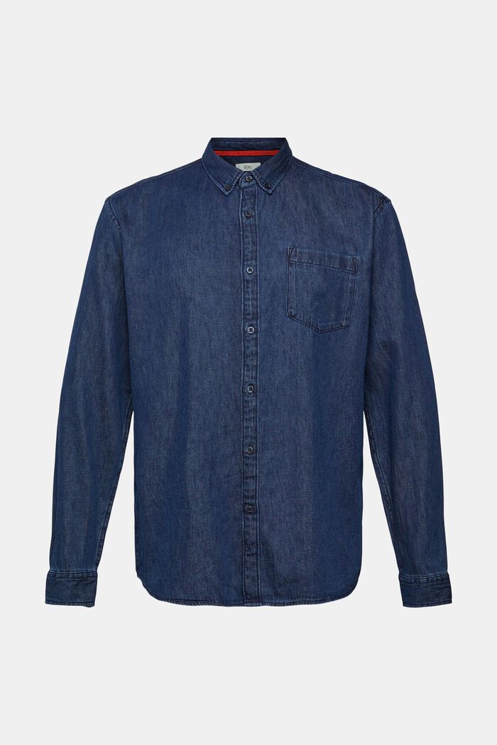 Dżinsowa koszula z naszytymi kieszeniami, BLUE DARK WASHED, detail image number 2