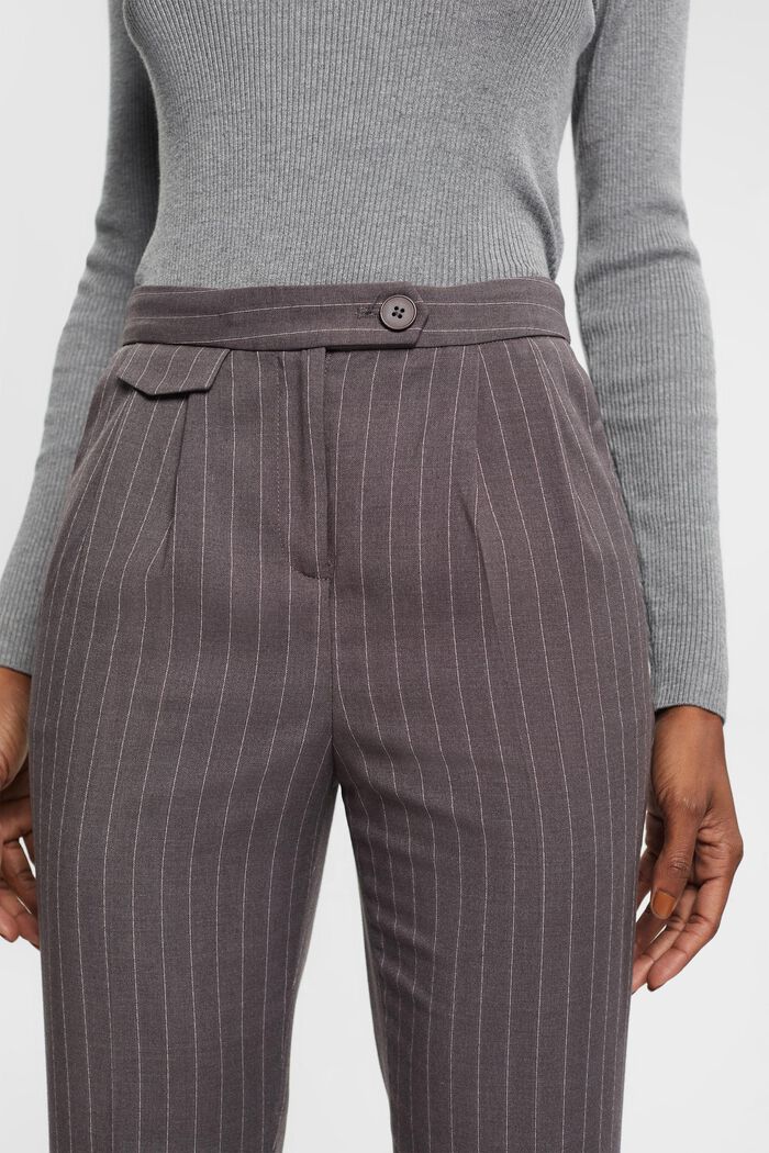 Skrócone spodnie w cienkie prążki, MEDIUM GREY, detail image number 0